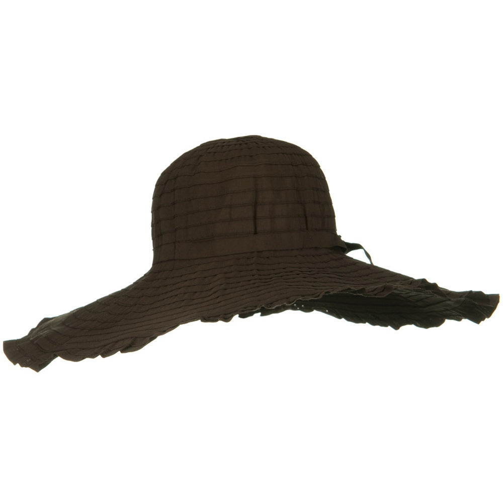 Ribbon With Ruffle 6 Inch Flat Brim Hat