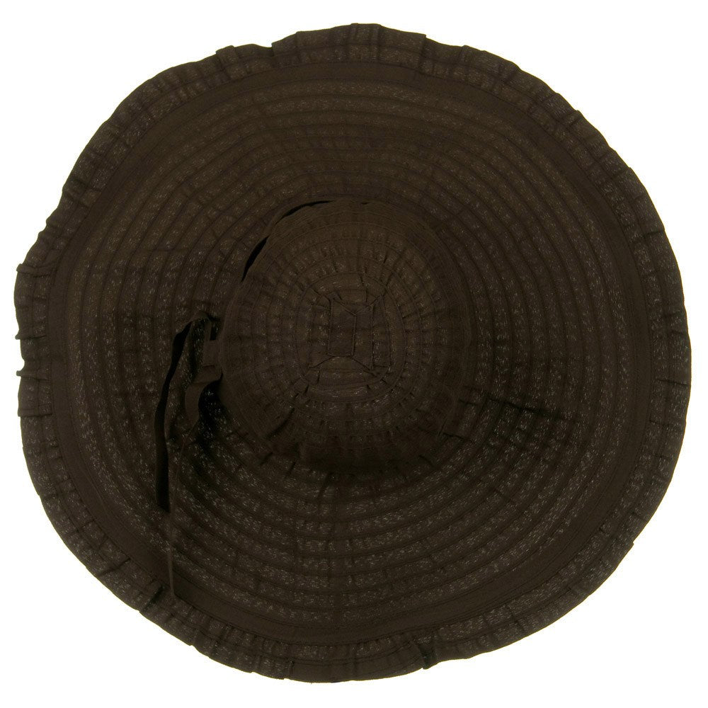 Ribbon With Ruffle 6 Inch Flat Brim Hat