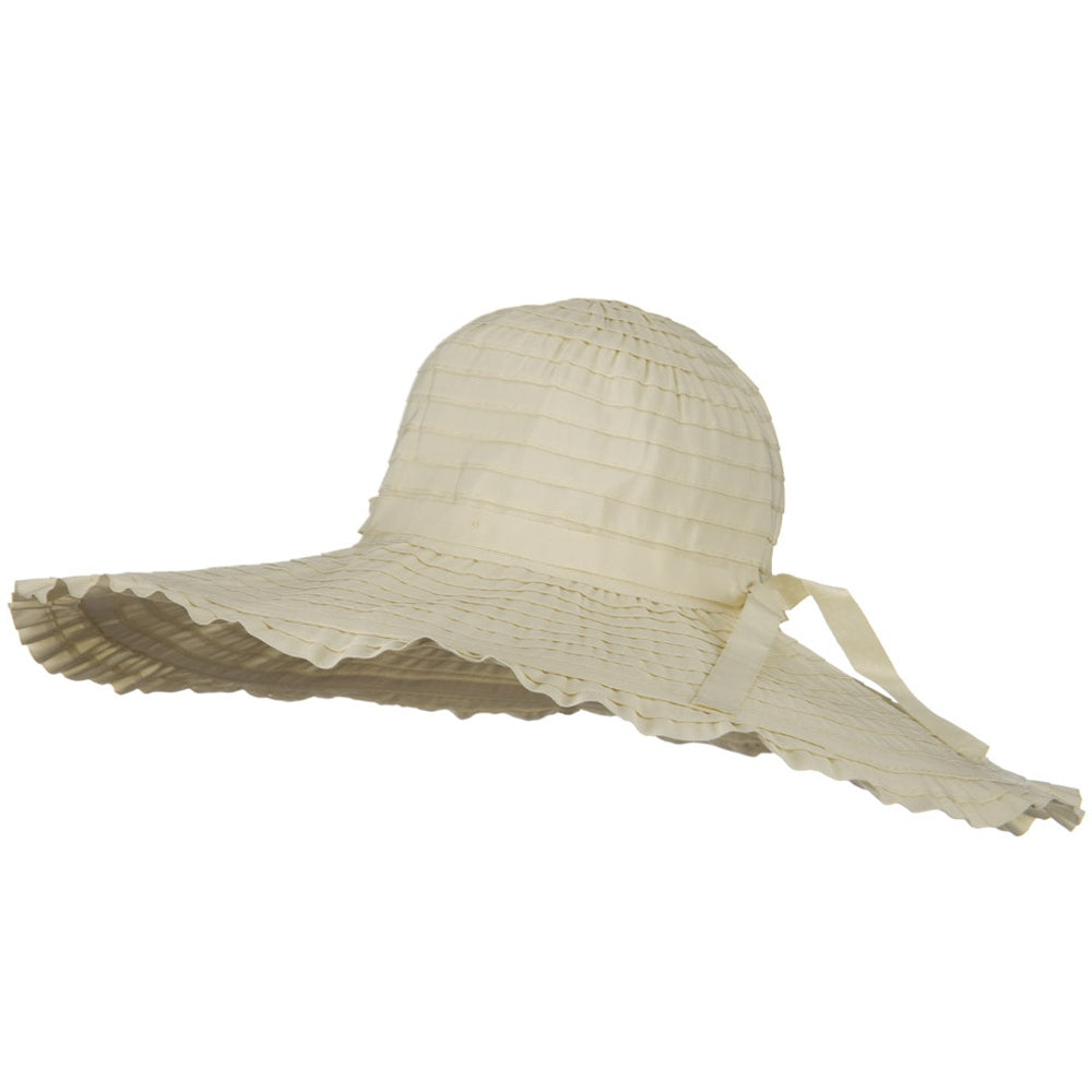 Ribbon With Ruffle 6 Inch Flat Brim Hat