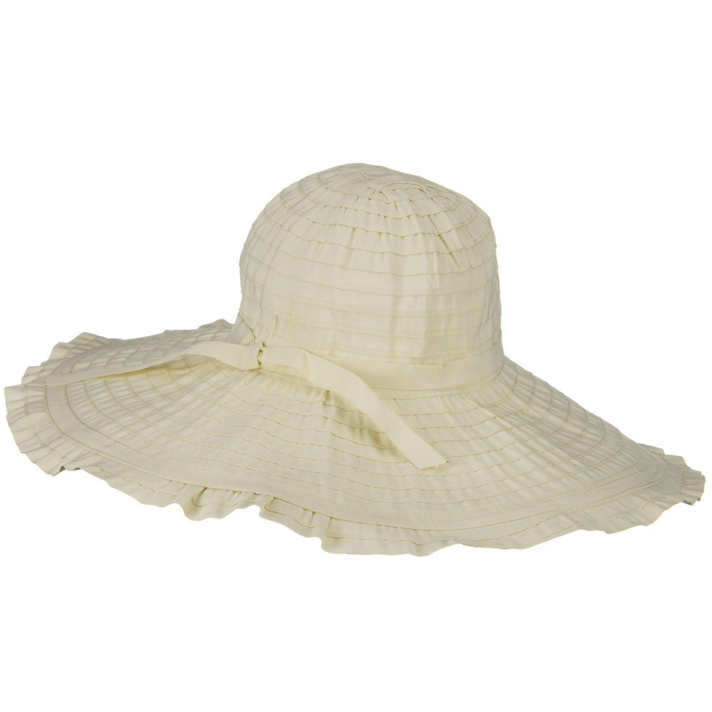Ribbon With Ruffle 6 Inch Flat Brim Hat