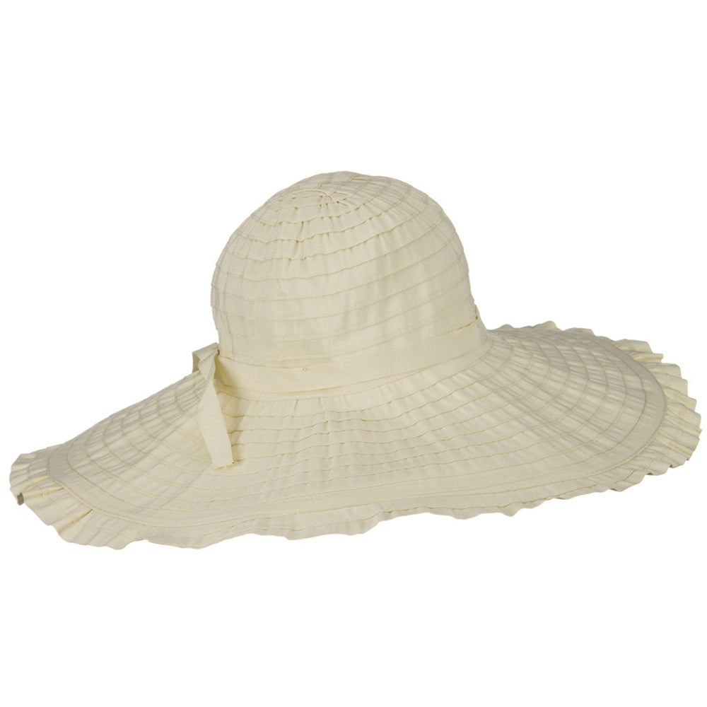 Ribbon With Ruffle 6 Inch Flat Brim Hat