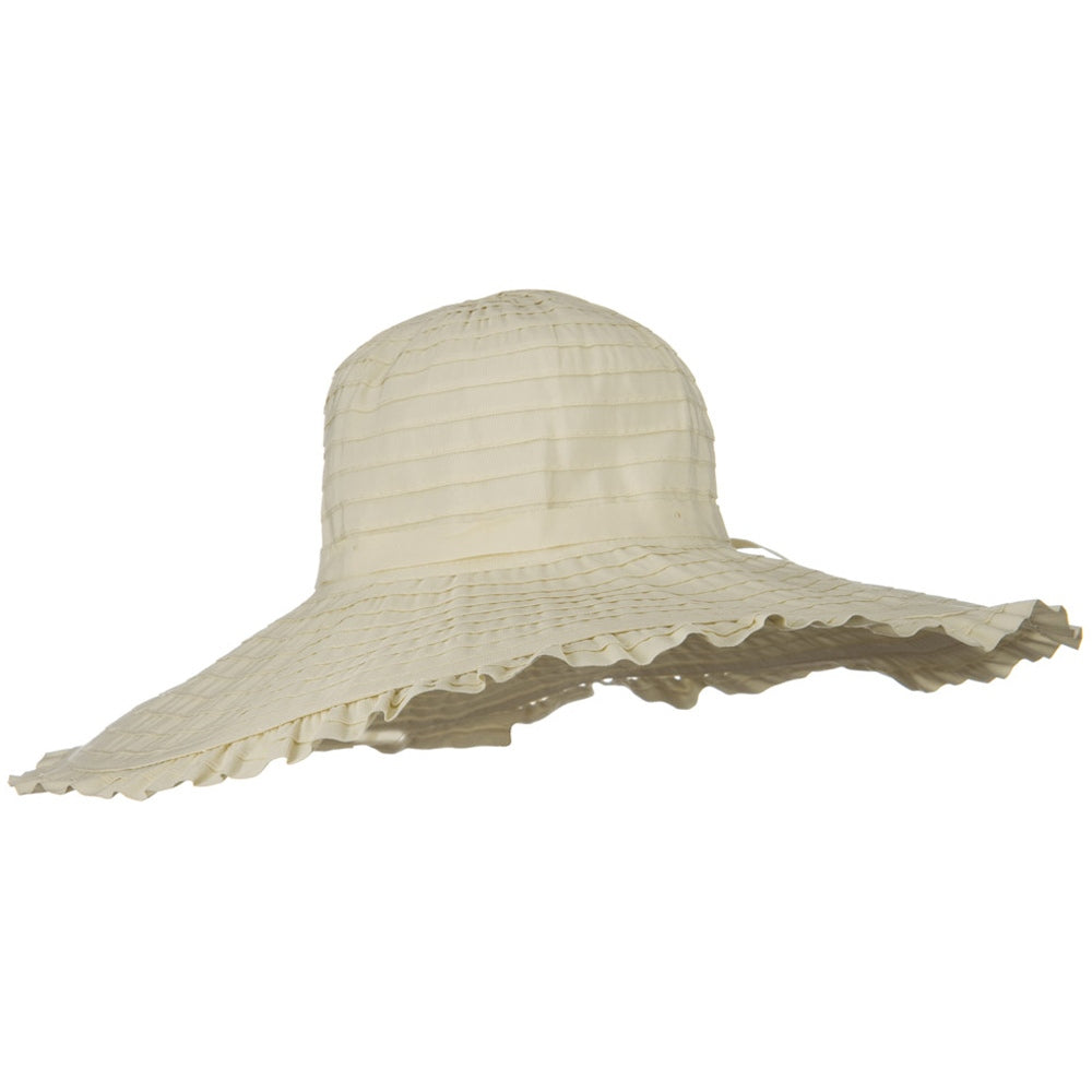 Ribbon With Ruffle 6 Inch Flat Brim Hat