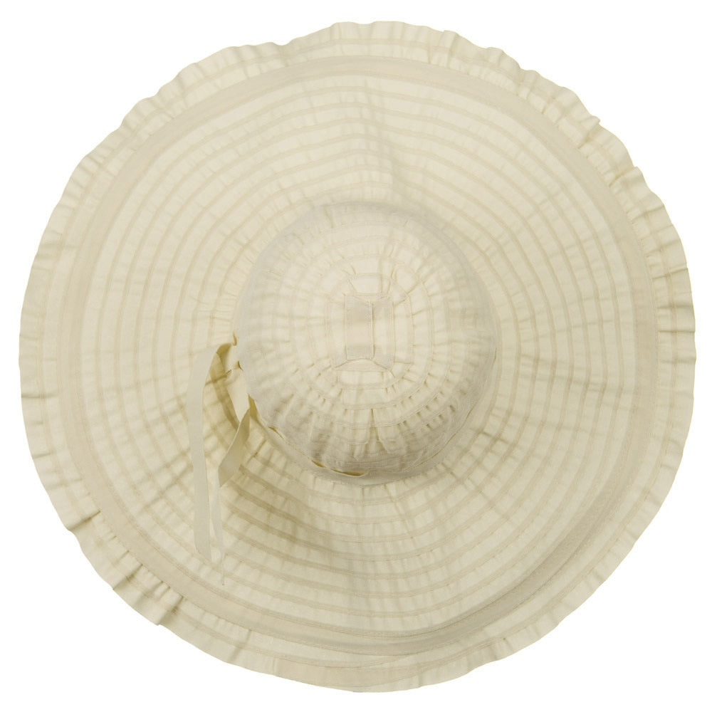 Ribbon With Ruffle 6 Inch Flat Brim Hat