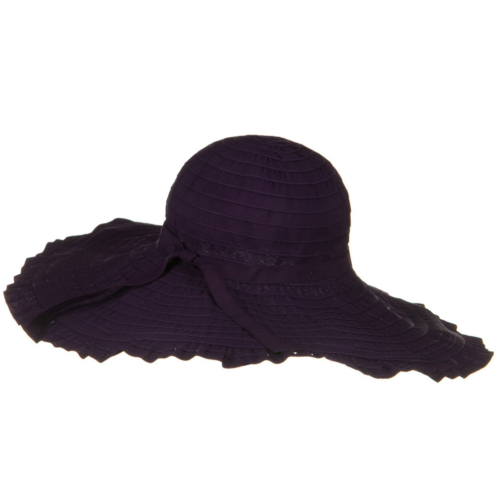 Ribbon With Ruffle 6 Inch Flat Brim Hat
