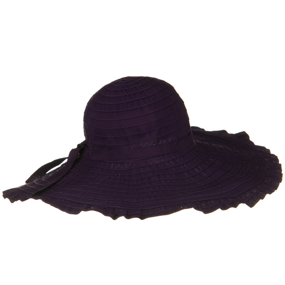 Ribbon With Ruffle 6 Inch Flat Brim Hat