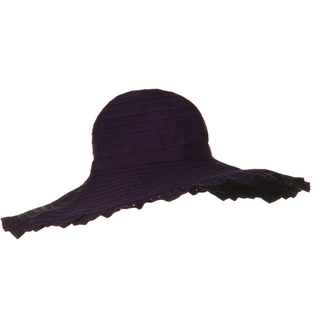 Ribbon With Ruffle 6 Inch Flat Brim Hat