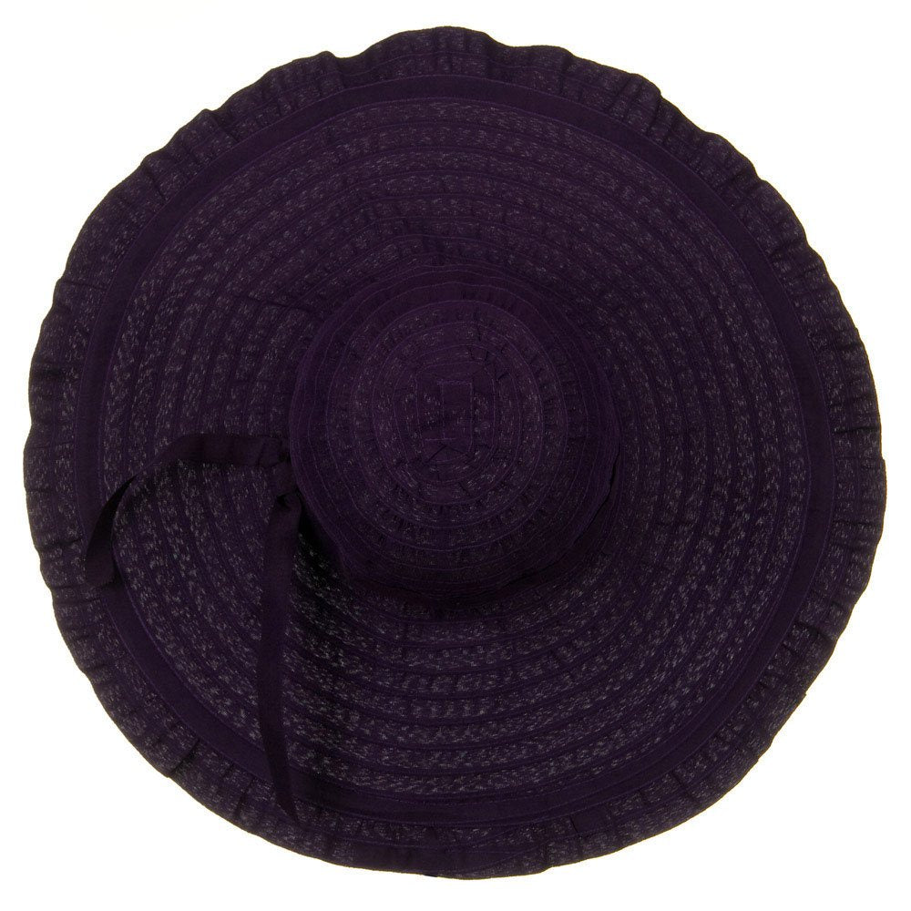 Ribbon With Ruffle 6 Inch Flat Brim Hat