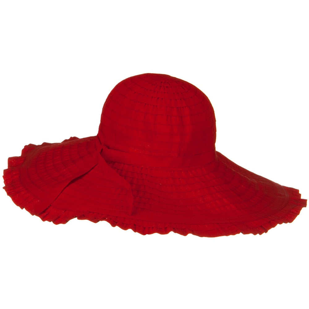 Ribbon With Ruffle 6 Inch Flat Brim Hat