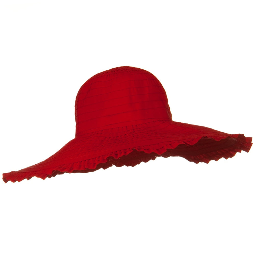 Ribbon With Ruffle 6 Inch Flat Brim Hat