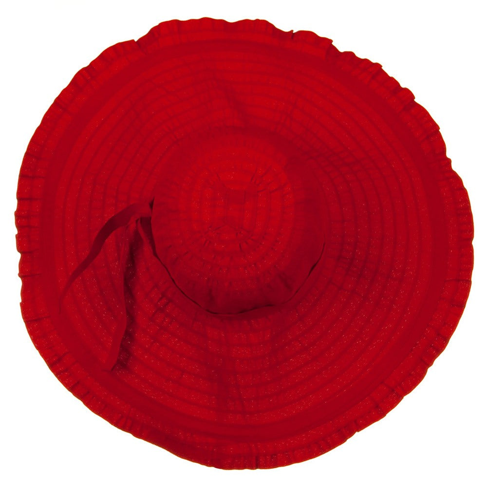 Ribbon With Ruffle 6 Inch Flat Brim Hat