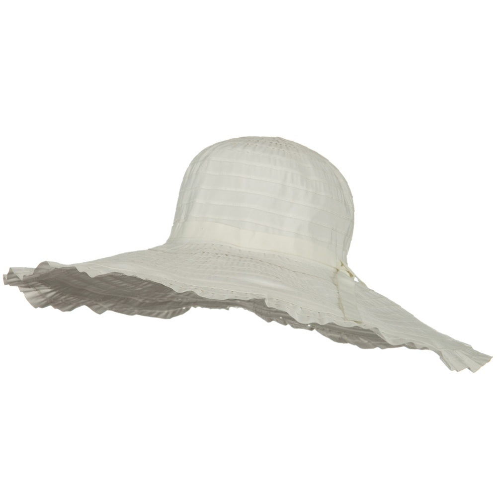 Ribbon With Ruffle 6 Inch Flat Brim Hat