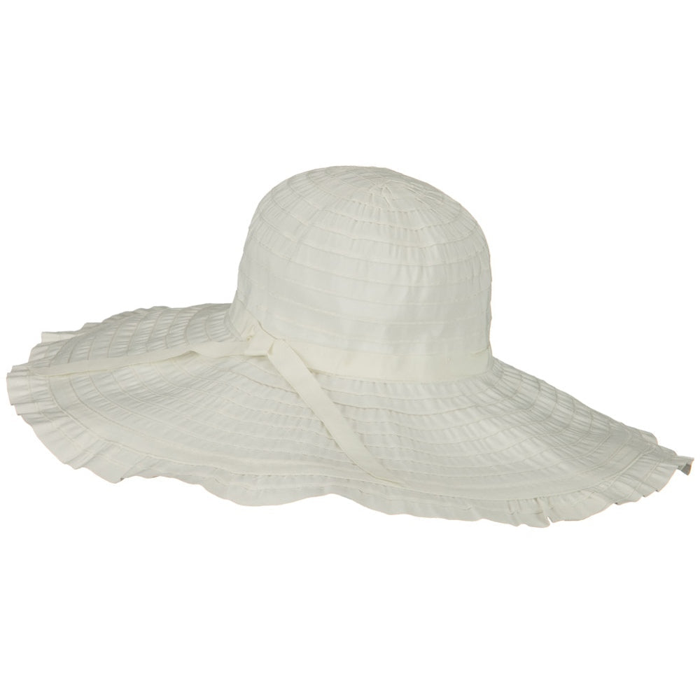 Ribbon With Ruffle 6 Inch Flat Brim Hat