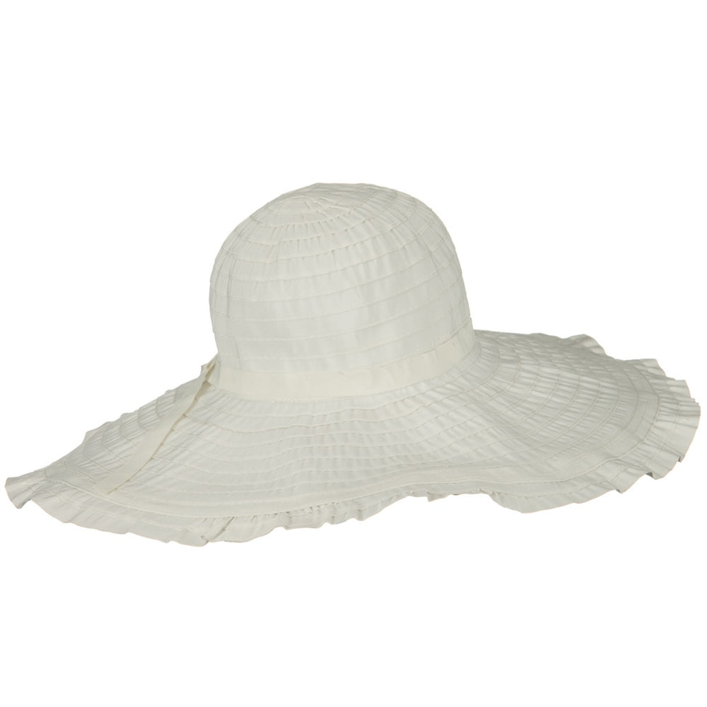 Ribbon With Ruffle 6 Inch Flat Brim Hat