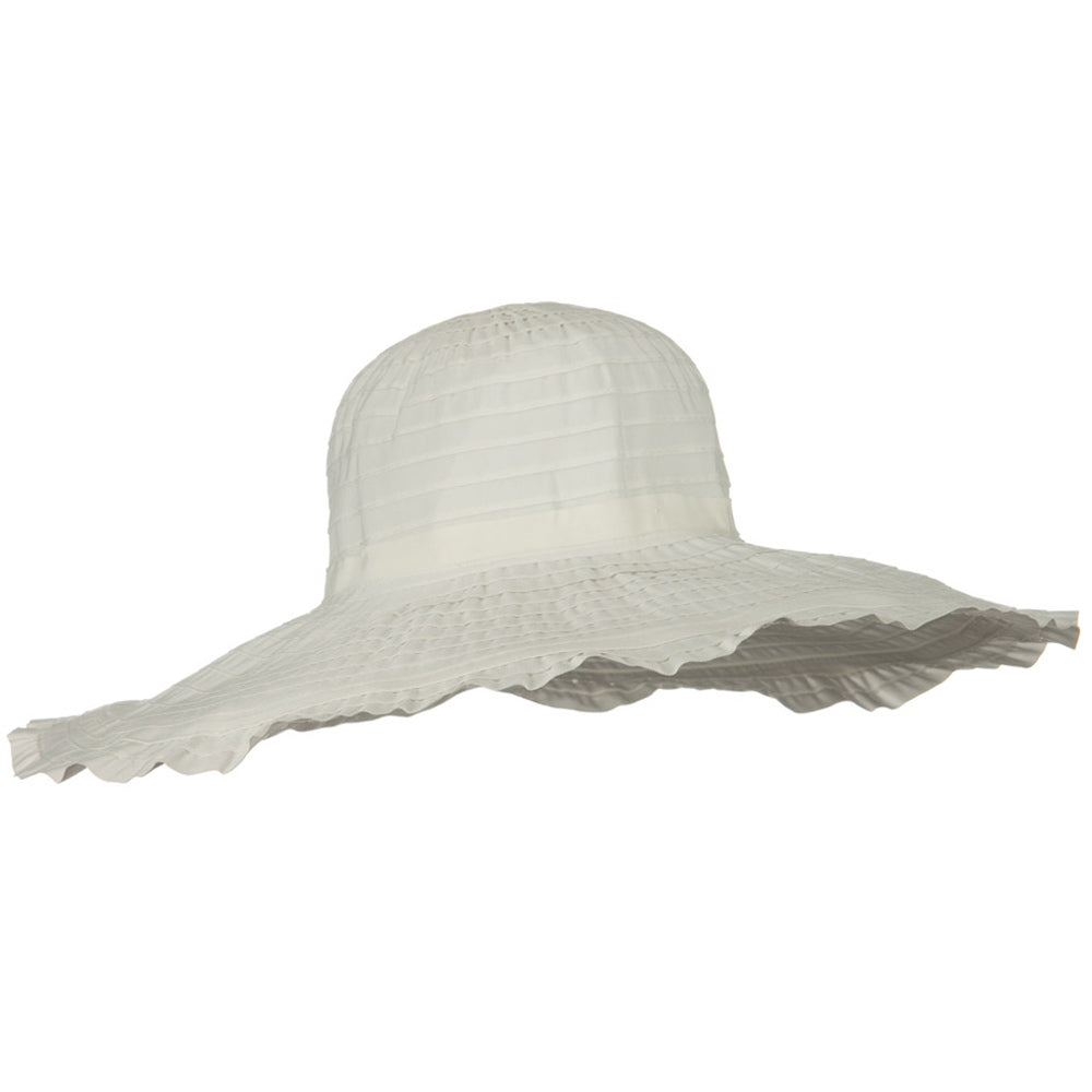 Ribbon With Ruffle 6 Inch Flat Brim Hat
