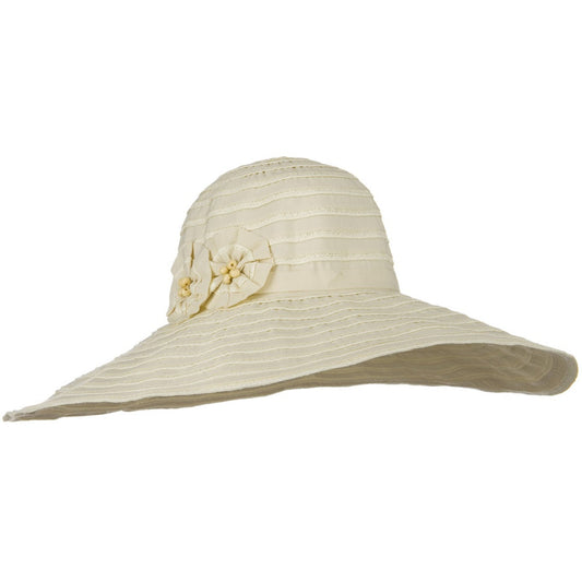 Ribbon Wide Brim Braid Self Tie Hat