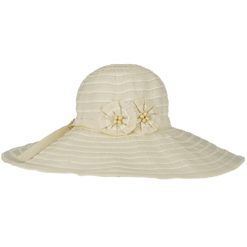 Ribbon Wide Brim Braid Self Tie Hat