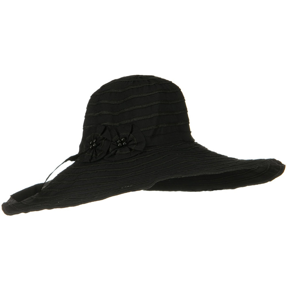 Ribbon Wide Brim Braid Self Tie Hat