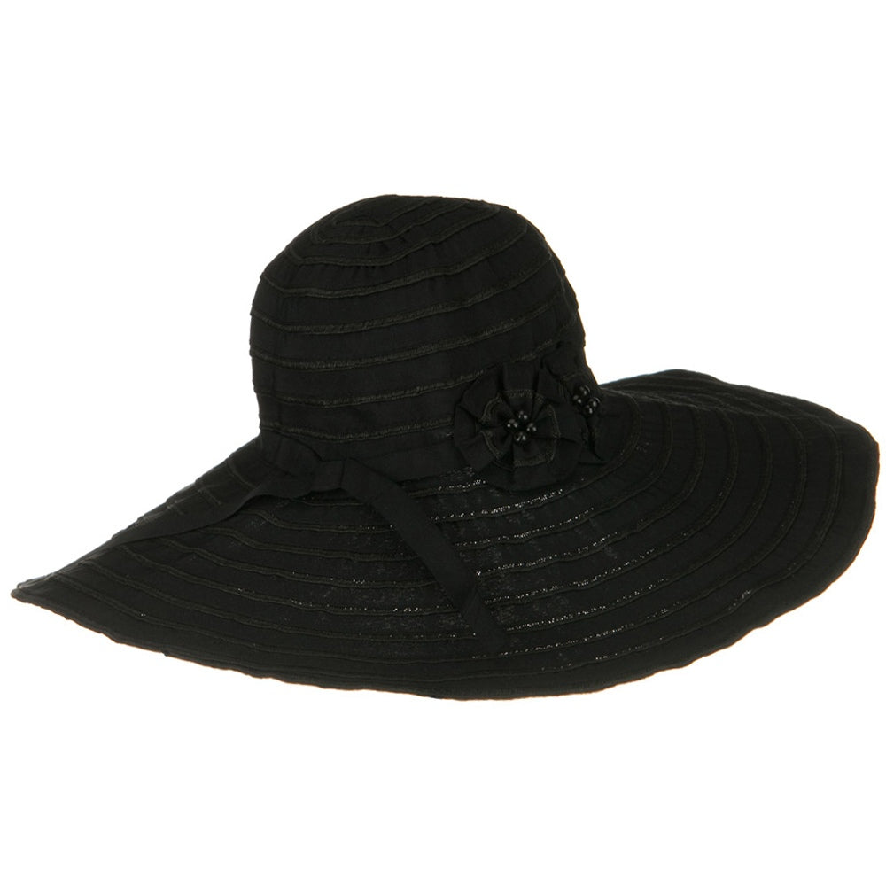 Ribbon Wide Brim Braid Self Tie Hat