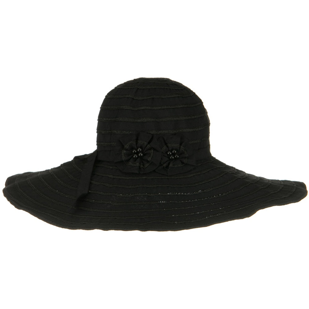 Ribbon Wide Brim Braid Self Tie Hat