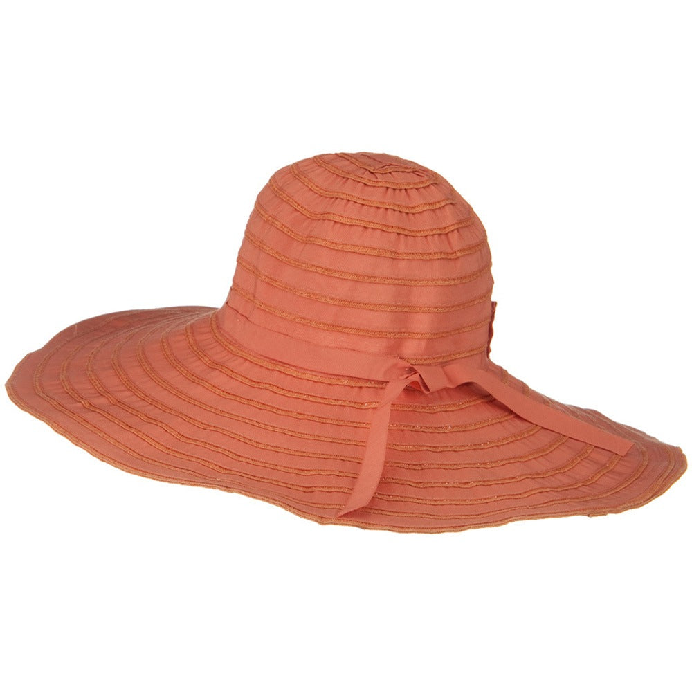Ribbon Wide Brim Braid Self Tie Hat