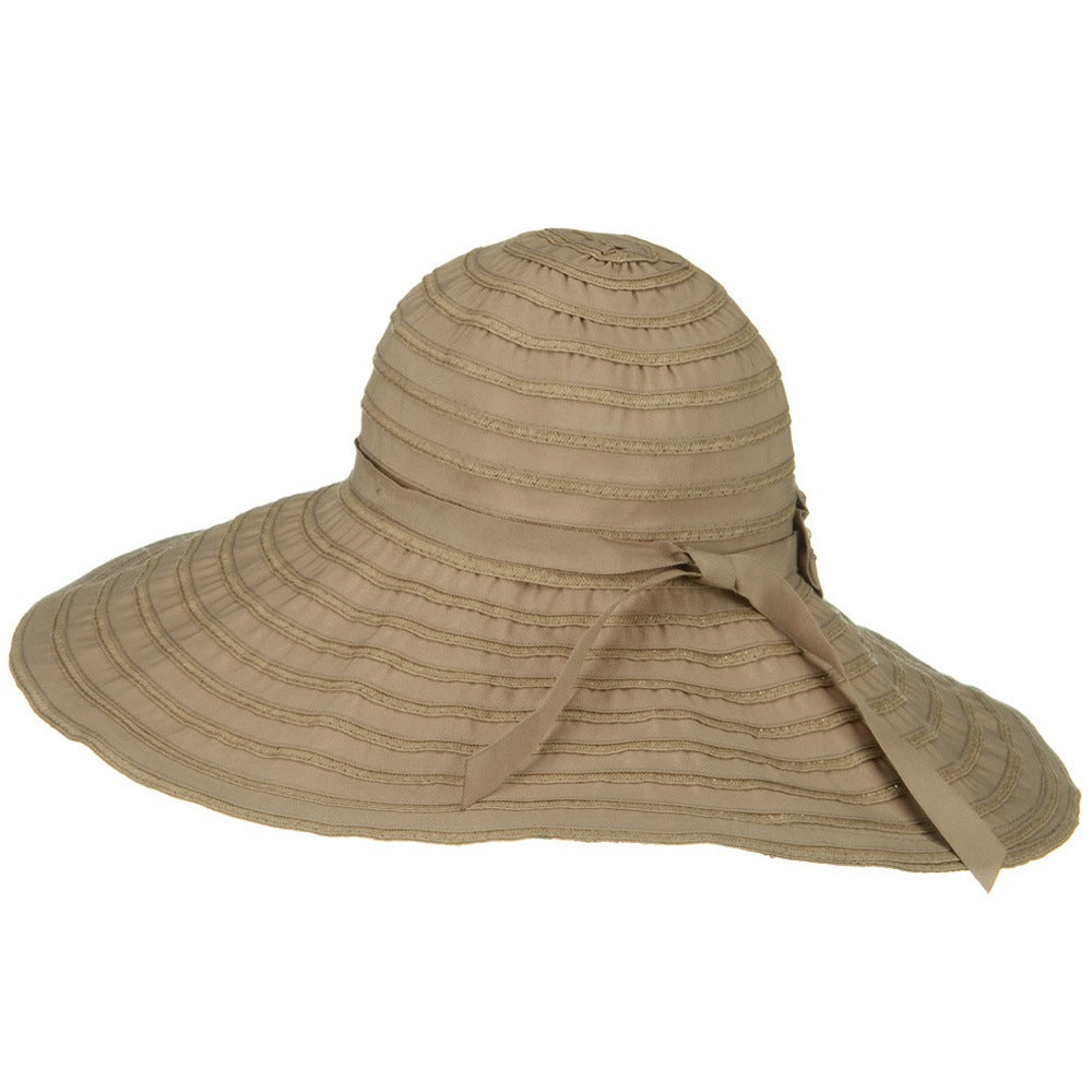 Ribbon Wide Brim Braid Self Tie Hat