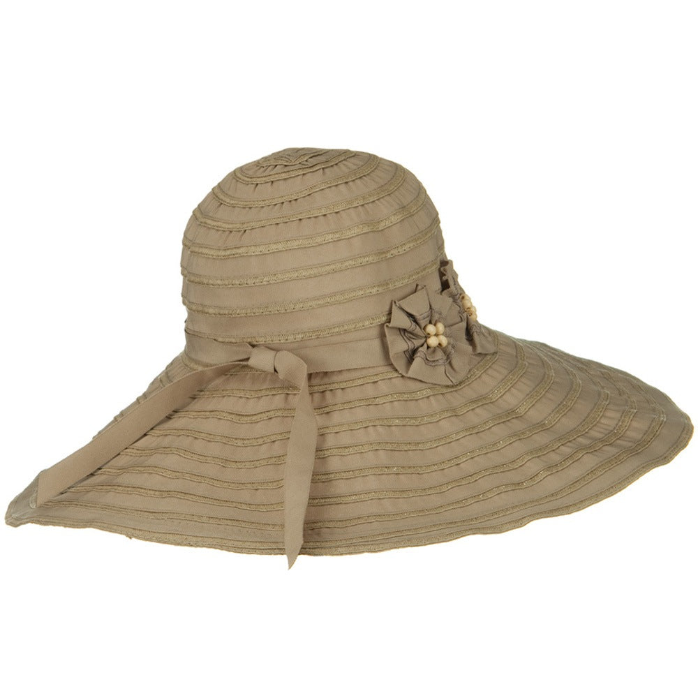 Ribbon Wide Brim Braid Self Tie Hat