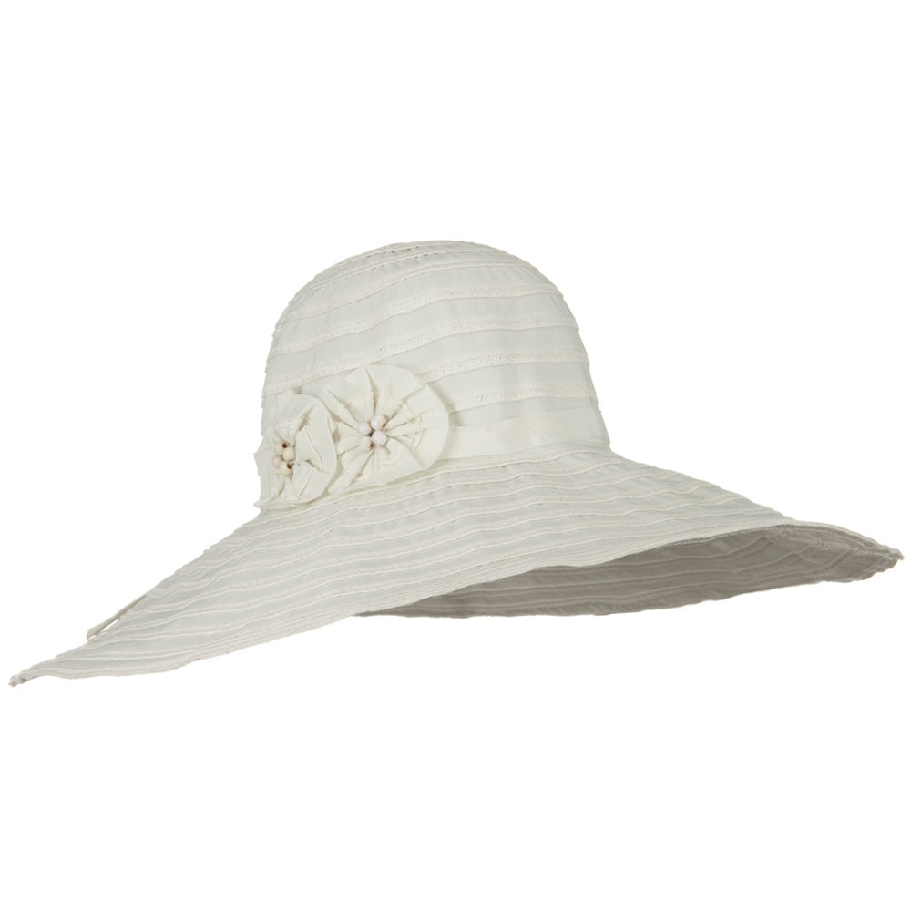 Ribbon Wide Brim Braid Self Tie Hat