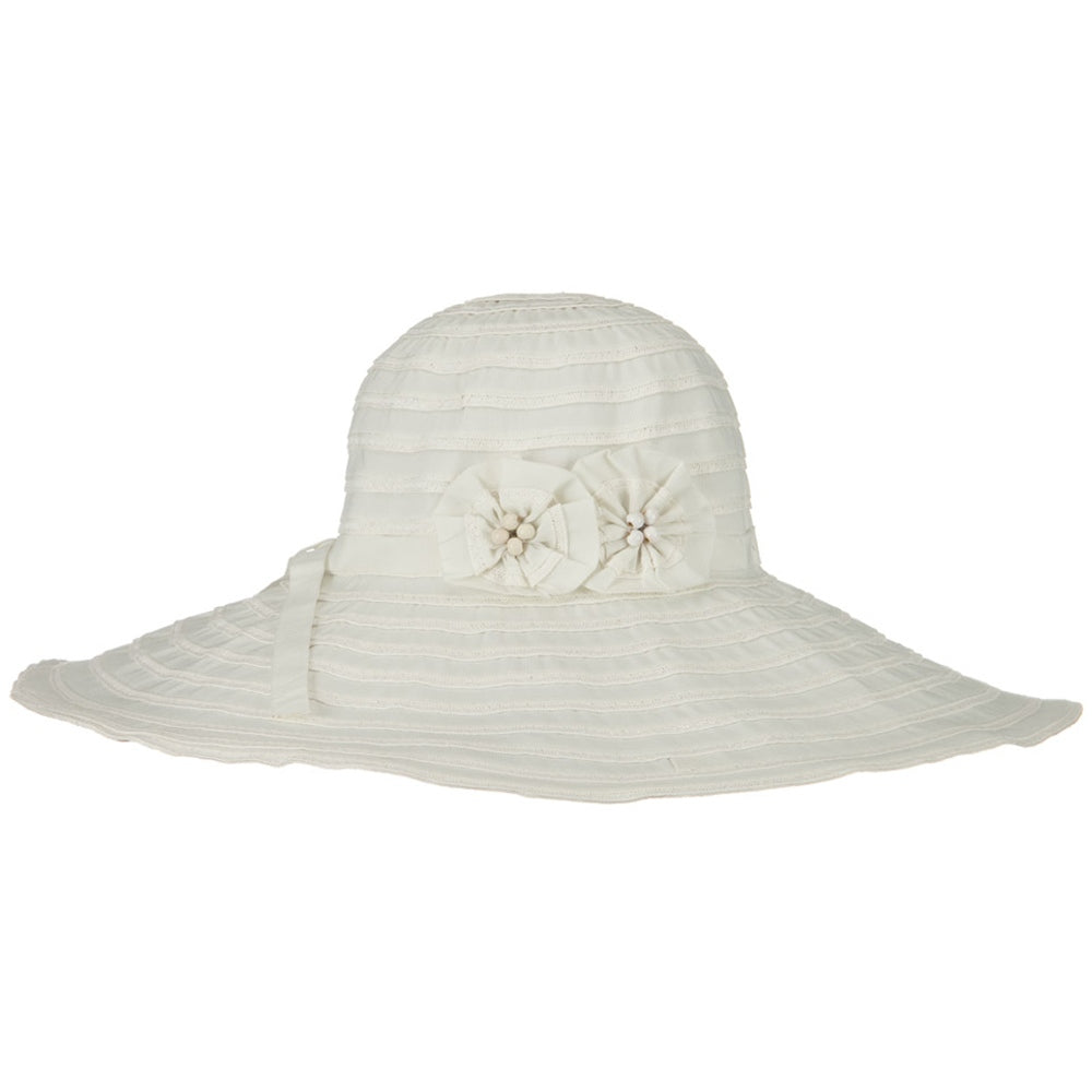 Ribbon Wide Brim Braid Self Tie Hat