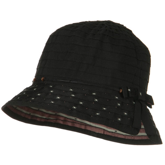 Sewn Ribbon Star Brim Bucket Hat
