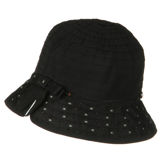 Sewn Ribbon Star Brim Bucket Hat