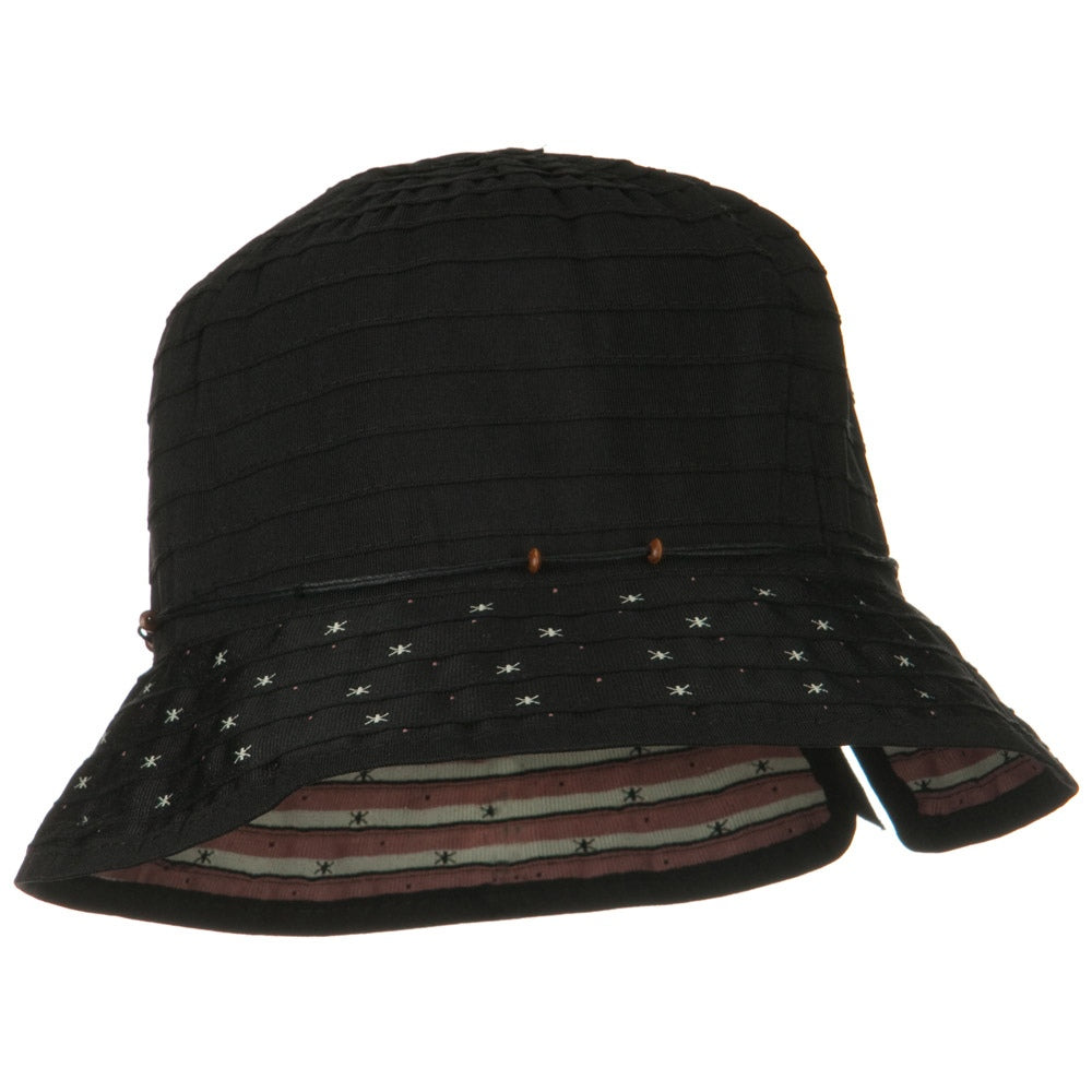 Sewn Ribbon Star Brim Bucket Hat