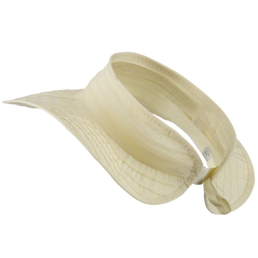 UPF 40+ Ribbon Flower Sewn Braid Roll Up Visor