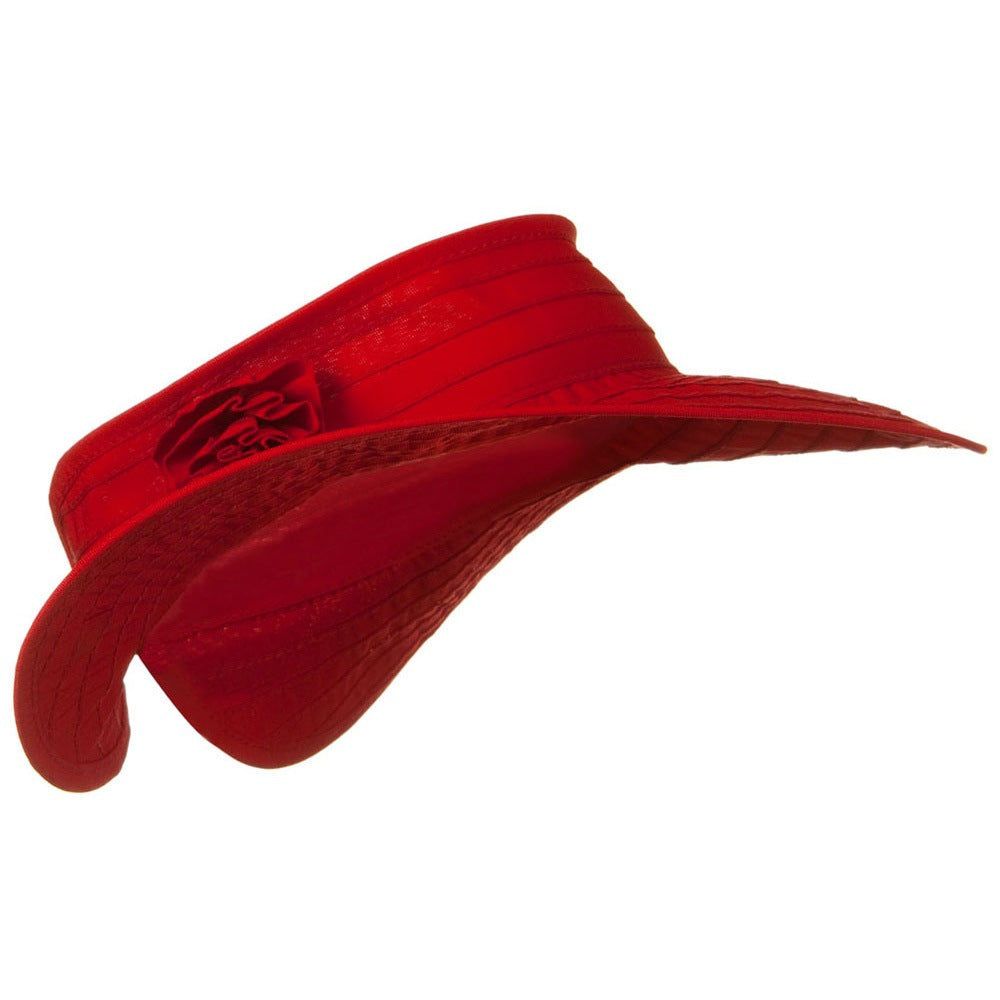 UPF 40+ Ribbon Flower Sewn Braid Roll Up Visor