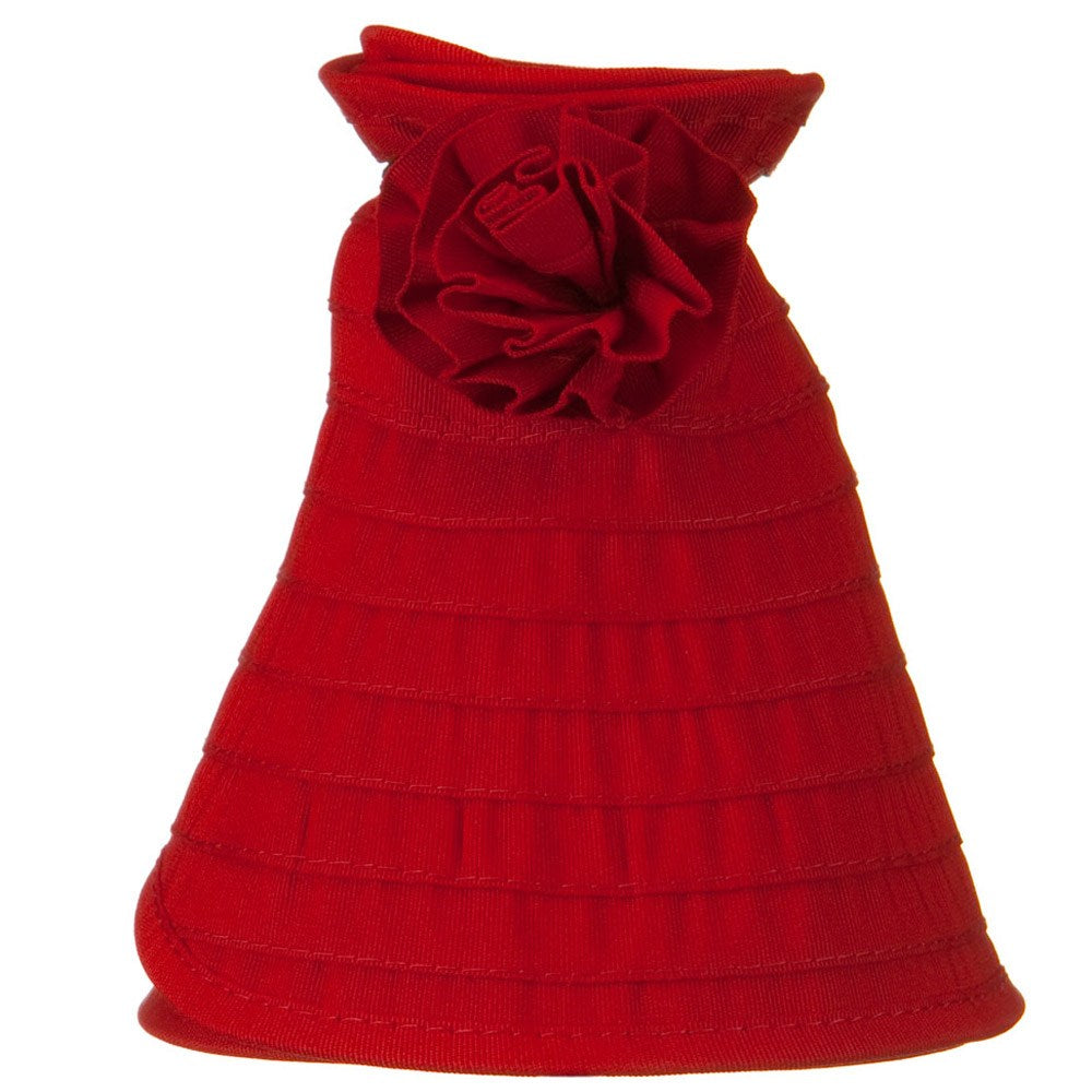 UPF 40+ Ribbon Flower Sewn Braid Roll Up Visor