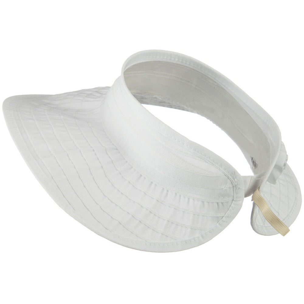 UPF 40+ Ribbon Flower Sewn Braid Roll Up Visor