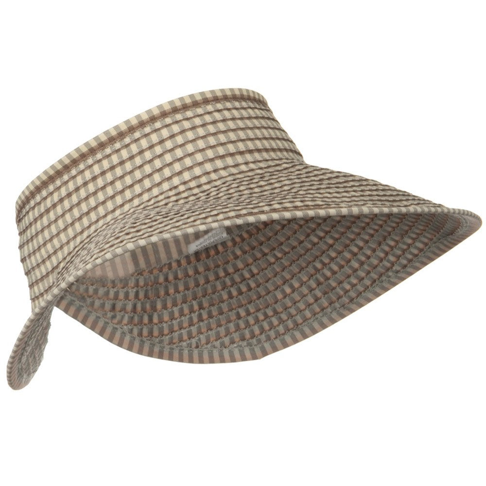 UPF 50+ Woman's Rolled Checkered Wide Brim Visor