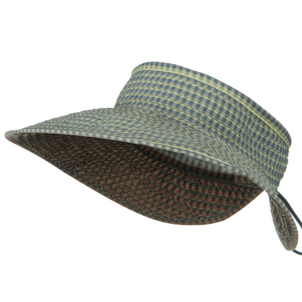 UPF 50+ Woman's Rolled Checkered Wide Brim Visor