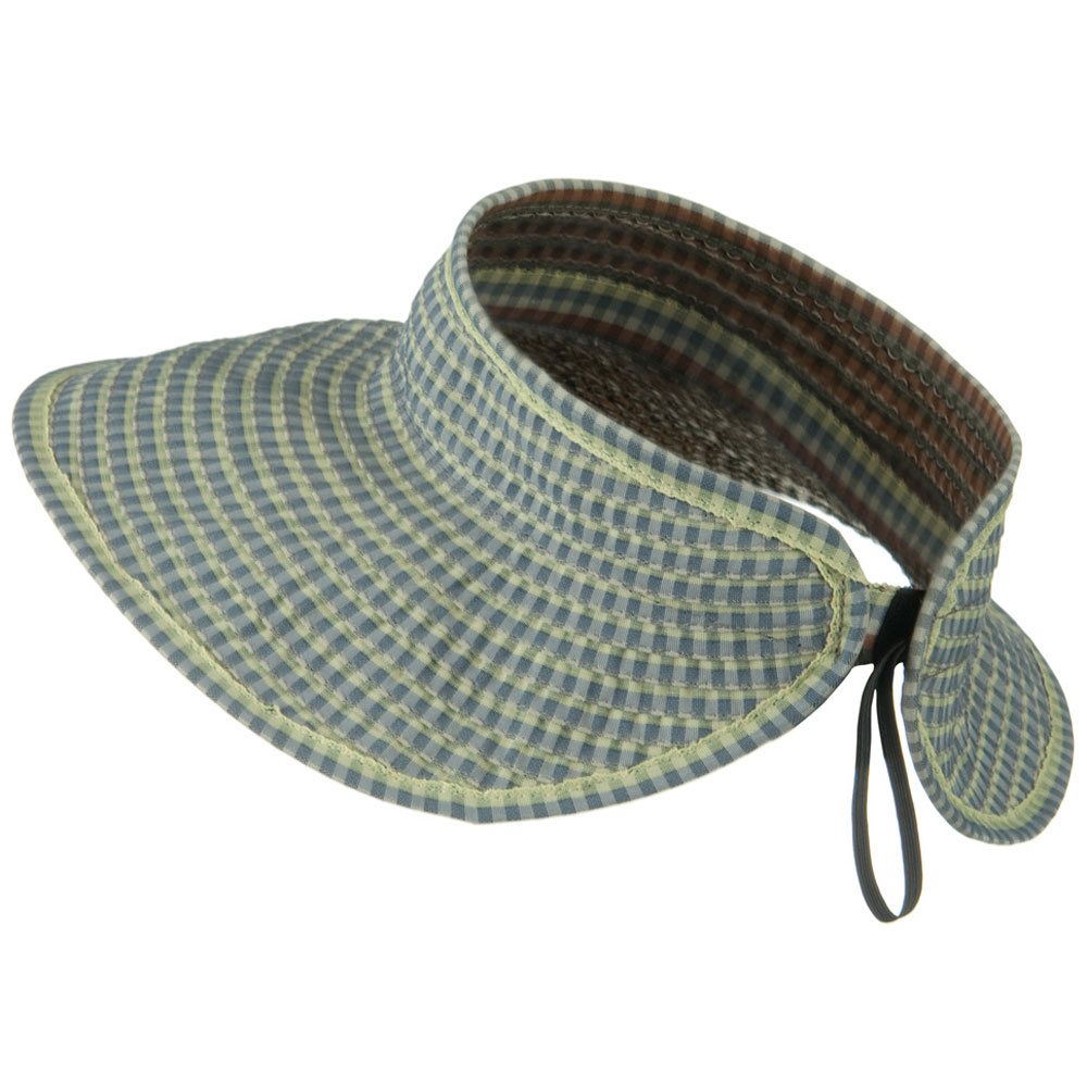 UPF 50+ Woman's Rolled Checkered Wide Brim Visor