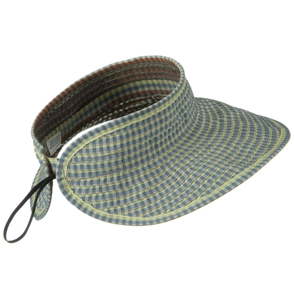 UPF 50+ Woman's Rolled Checkered Wide Brim Visor
