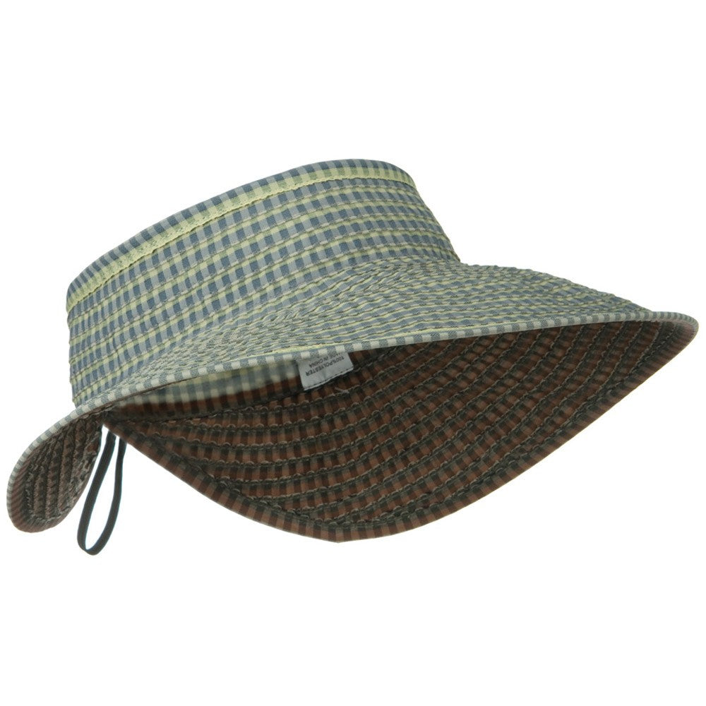 UPF 50+ Woman's Rolled Checkered Wide Brim Visor