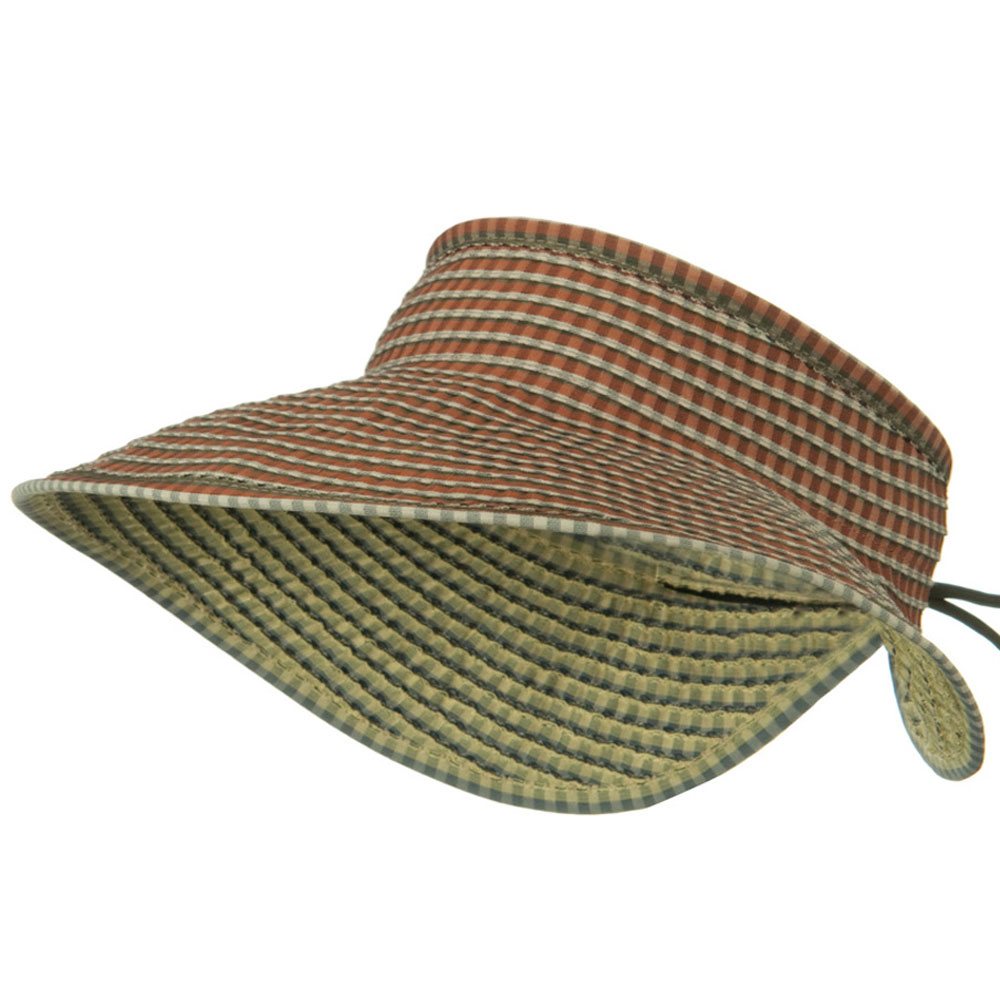 UPF 50+ Woman's Rolled Checkered Wide Brim Visor