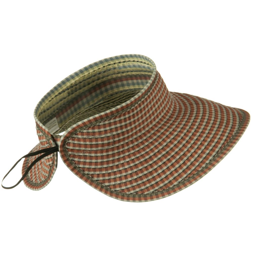 UPF 50+ Woman's Rolled Checkered Wide Brim Visor