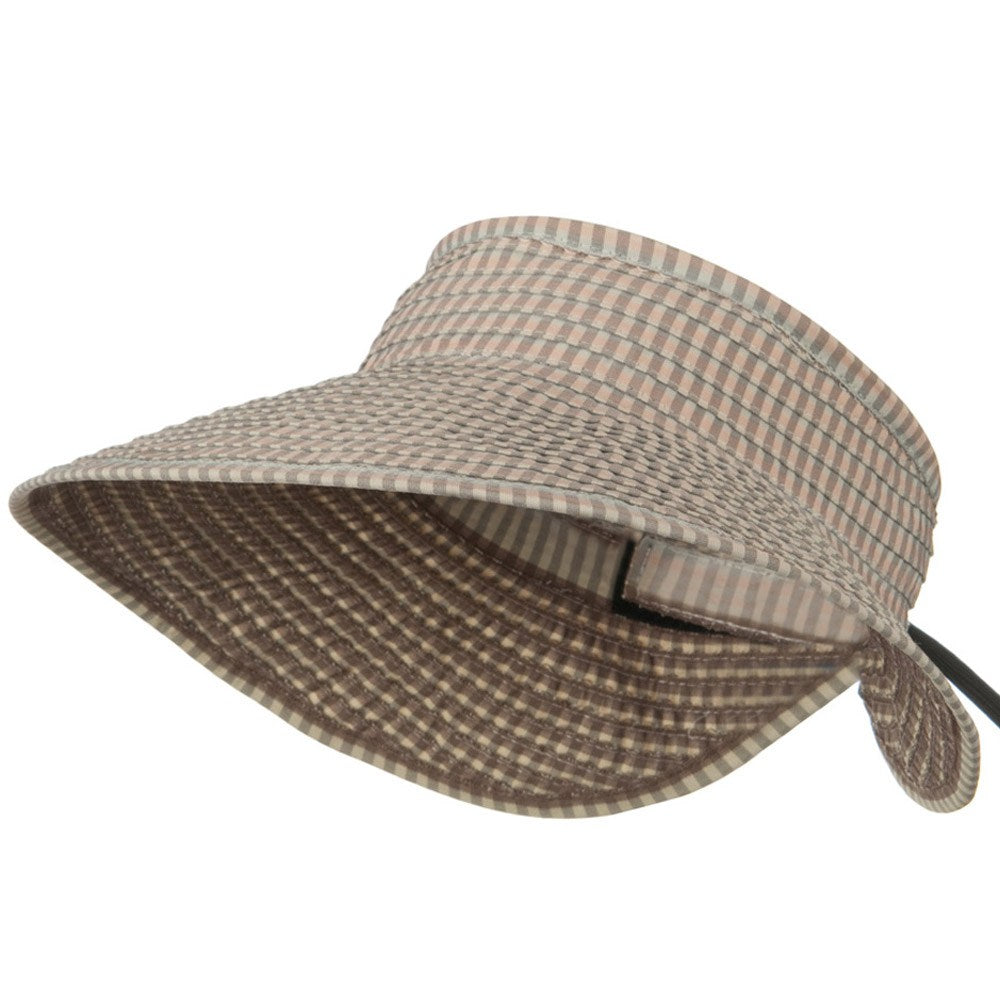 UPF 50+ Woman's Rolled Checkered Wide Brim Visor