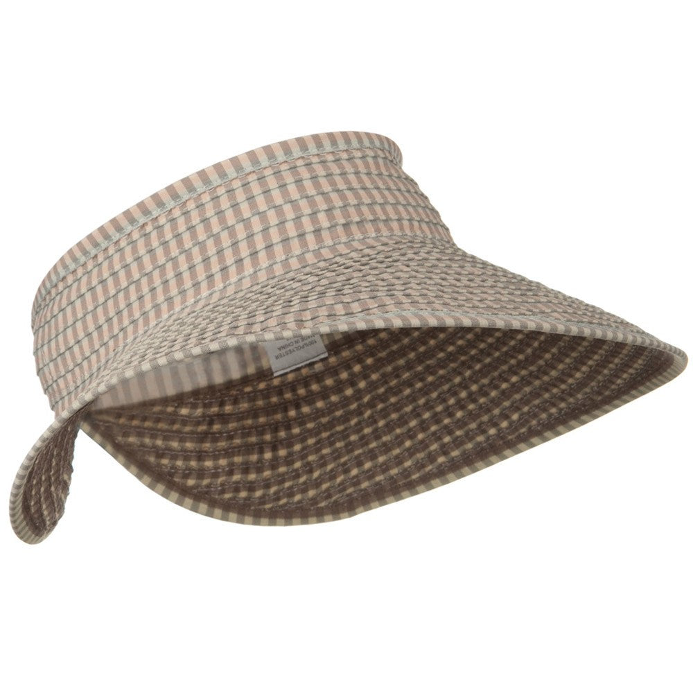 UPF 50+ Woman's Rolled Checkered Wide Brim Visor