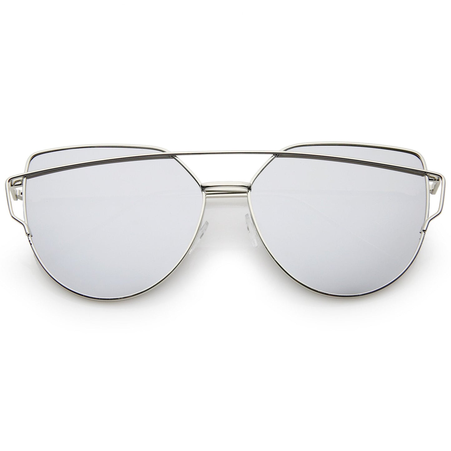 Oversize Thin Cross Brow Mirrored Flat Lens Sunglasses A545