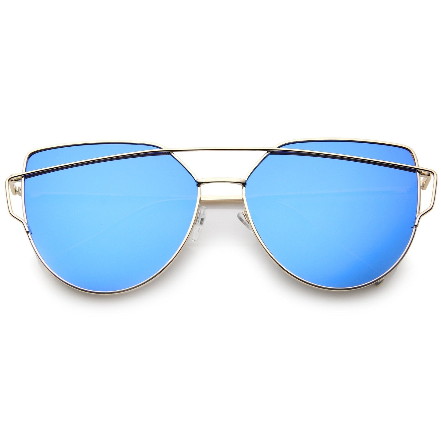 Oversize Thin Cross Brow Mirrored Flat Lens Sunglasses A545