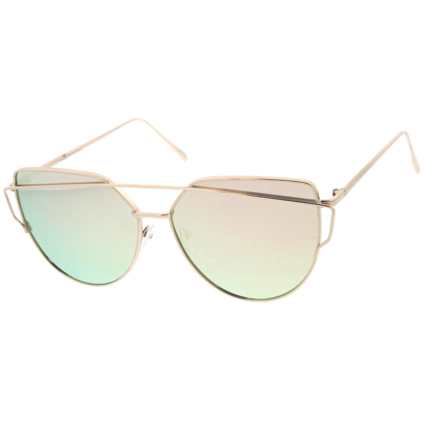 Oversize Thin Cross Brow Mirrored Flat Lens Sunglasses A545