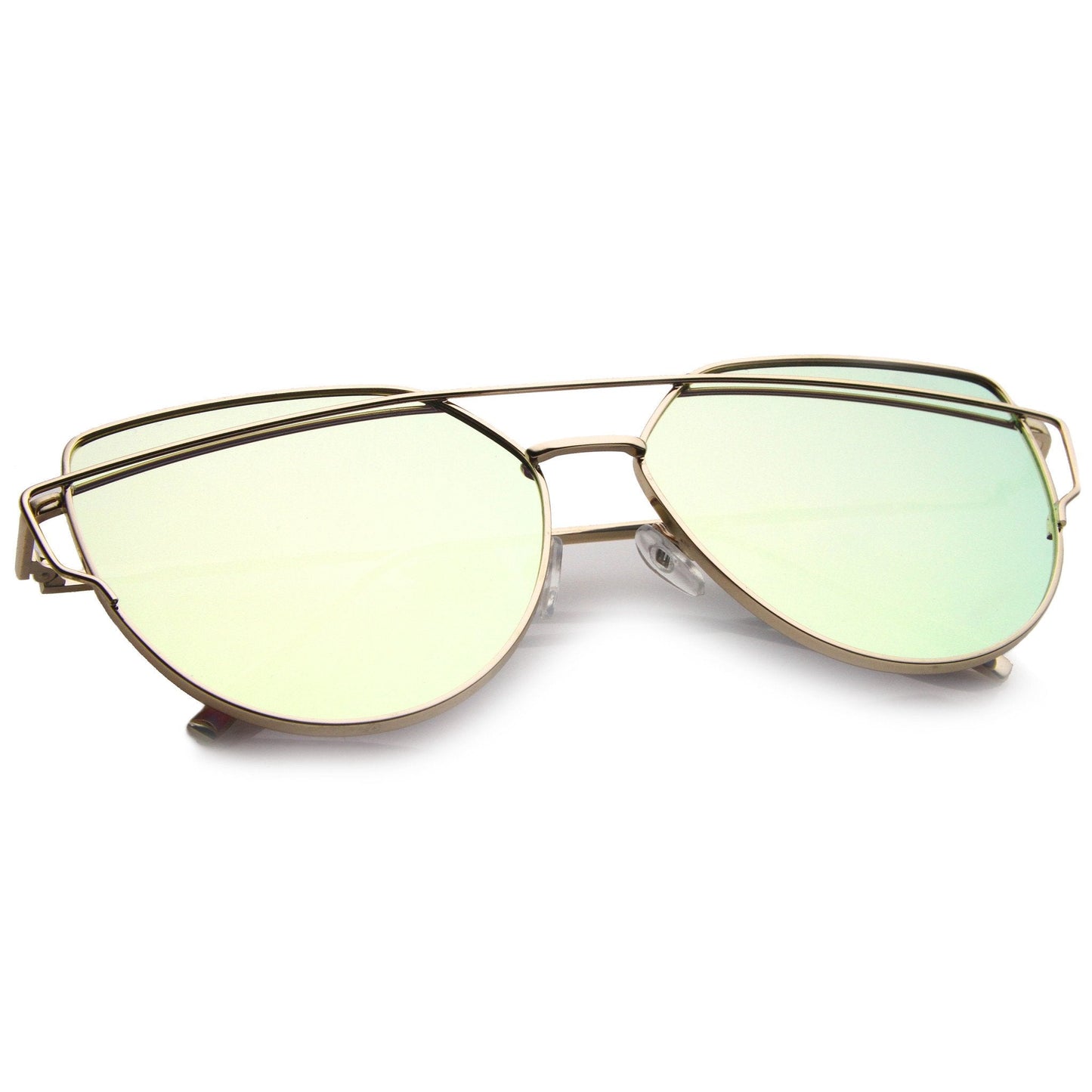 Oversize Thin Cross Brow Mirrored Flat Lens Sunglasses A545