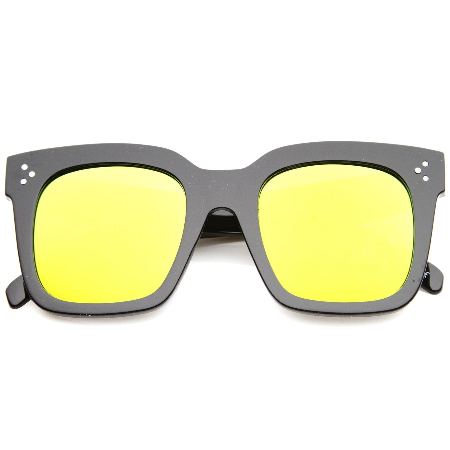 Bold Oversize Flat Mirror Lens Square Frame Horn Rimmed Sunglasses 50mm - A100