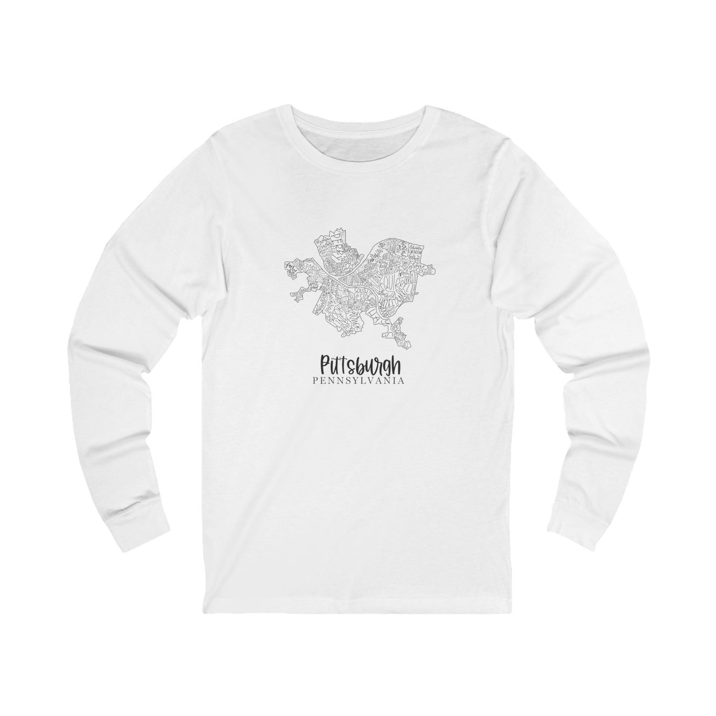 Pittsburgh Topo Word Map Graphic Premium Fit Long Sleeve T-shirt